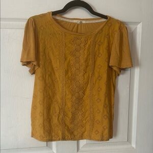 Maurices Mustard Lace Accent Blouse
